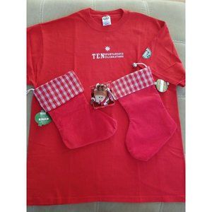 STARBUCKS 2002-2003 Christmas GIFT SET, T Shirt, Magnet, 2 Stockings, RARE!